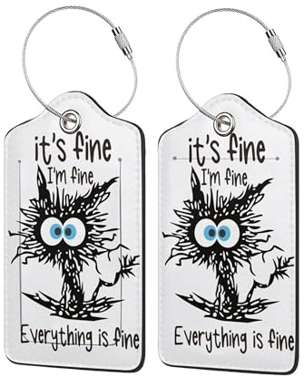 2 Pcs Luggage Tags for Suitcase, It's Fine Personalised Luggage Tags with Privacy Cover ID Label Address Card and Durable Metal Ring Suitable for Men Women Backpack
