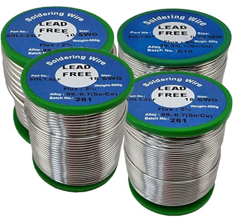 Lead Free Rosin Core Loose Solder Wire for Electrical Soldering, Content 2.0% Solder Flux Sn99.3 Cu0.7 Electronic Soldering Components Repair (Length: 5M, 0.8mm)
