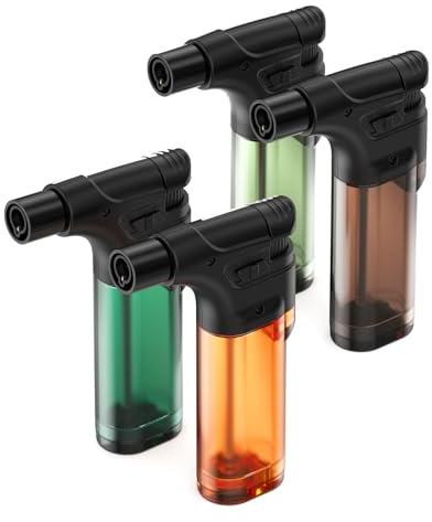 VVAY Cannello da Cucina, Accendino Jet Flame Gas Ricaricabile - Fornito Senza Gas, Confezione da 4 Pezzi