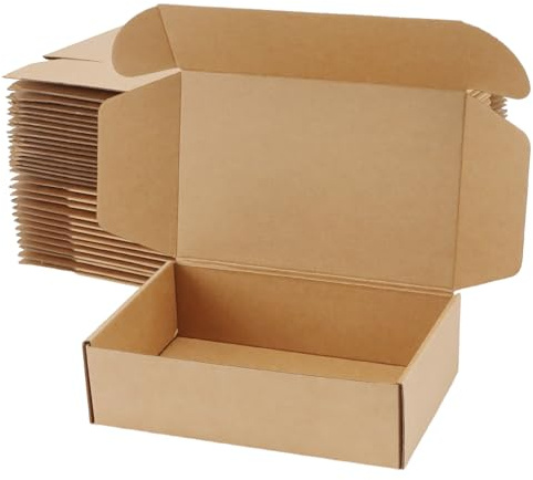 CHUEHKAK 30 Cajas de Cartón Plegables Pequeñas 25x16x7 cm, Cartón Corrugado Marrón 3 Capas 250 g/m² para Envíos, Embalaje, Mudanzas y Almacenamiento