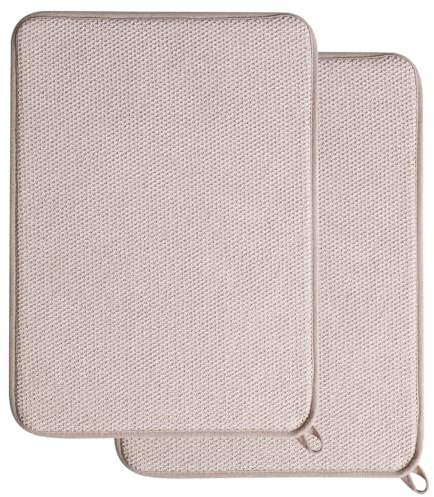 2 PCS Dish Drying Mats, Microfibre Dish Drying Mat, Non Slip Washable Kitchen Counter Mat, for Dishes, Utensils, Pots and Pans.
