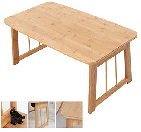 Tavolo Pieghevole Naturale Tavolino Basso in bambù Naturale Tavolino da Letto Tavolino Basso Multifunzionale Leggero Divano Salvaspazio Ufficio Picnic Campo Pasto/80Cm * 48Cm * 36Cm Feito na