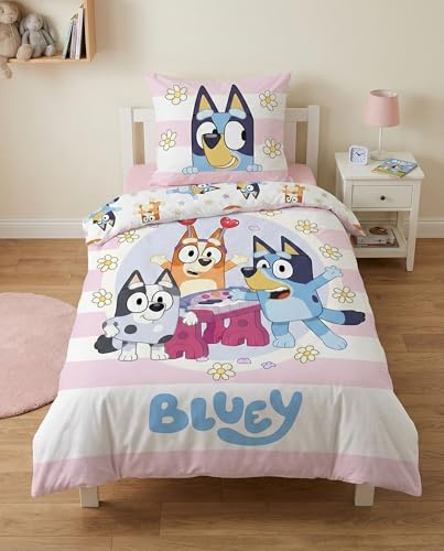 Bluey Funda Nórdica Cama 90 140x200 + Funda Almohada Bingo Muffin Rosa
