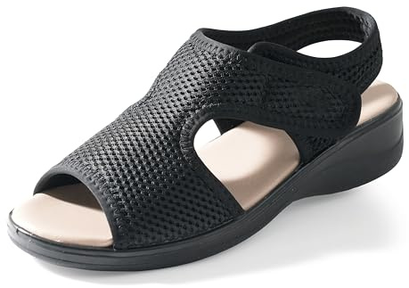 STRAPPO SOFT Sandales orthopédiques confortables pour femme avec sangle réglable, idéales pour les personnes âgées, tige en maille respirante, compensée de 4,5 cm, semelle amortie antidérapante