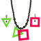 W WIDMANN MILANO Party Fashion 05838 - Schmuckset, Neonfarbene Kette, Ohrringe, Schmuck, Halskette, 80er Jahre, Karneval, Mottoparty