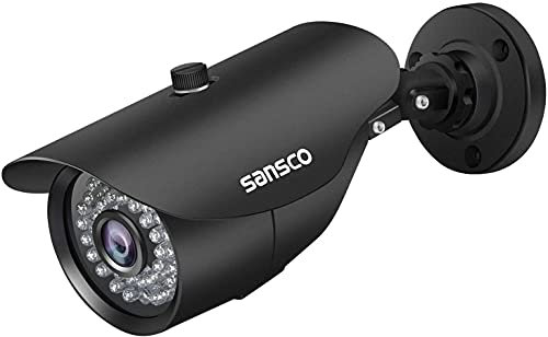 SANSCO Super FHD 1080p Security CCTV Bullet Camera for Surveillance System, 1920x 1080 Pixels, Night Vision, 3.6mm Lens Weather and Vandal Proof Casing, Black (Non-WiFi)