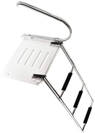 MARINE CITY Swim Telescoping Folding Ladder – 304 Stainless Steel, Anti-Slip, Corrosion-Resistant, 400lb Capacity, Compact & Easy to Store, for Marines, Boats, Yachts, Swimming Pools (3 Step (O/B))