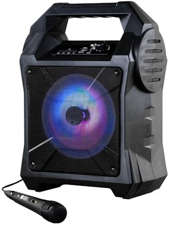 WICKED GIZMOS Mini Karaoke Machine – Portable Bluetooth Speaker with LED Party Light (Speaker with Microphone)