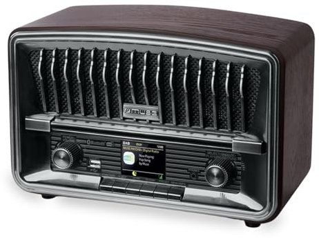 Muse Digitalradio, DAB+ FM, Radiowecker, Dual-Alarm, (M-135 DBT) LCD-Display, 2 x 5 Watt, Schlummerfunktion, USB-AUX-IN Telefonbuchse, Dunkelgrau, Retro, Nostalgieradio