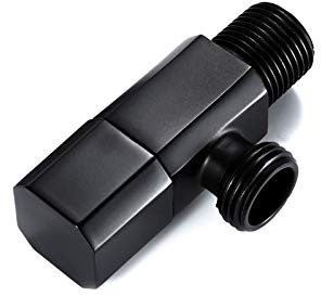 Eckventil Messing 1/2 x 3/8 Zoll inkl. Eckige Rosette Eckregulierventil Schwarz Ventil Bad Küche Regulierventil