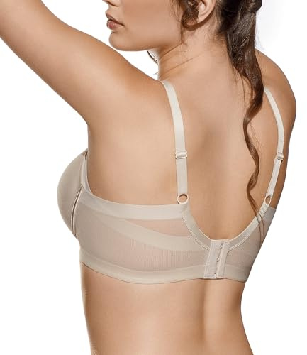 Selene, Sujetador Moldeador para Mujer, Sin Aros, con Banda Alta de Comodidad y Copas Acolchadas Decoradas, Colección Nadia, Color Tierra, Talla 105C