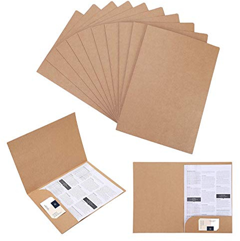 10 PCS A4 Paper File Folders Kraft File Folders Letter Size Kraft Filing Folders Brown Legal Size File Folders Brown File Folders with Pockets Inside Document Contract Folder for Business Office