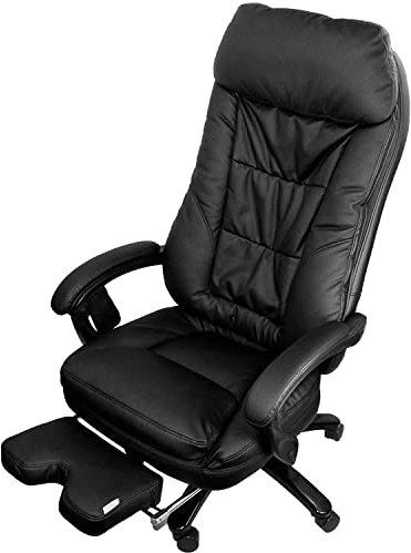 @tec Tiga Deluxe Chefsessel mit Massagefunktion und Wärme, Bürosessel mit kräftiger Shiatsu Massage, Bürostuhl gepolstert mit Rollen, Drehstuhl Kunstleder schwarz