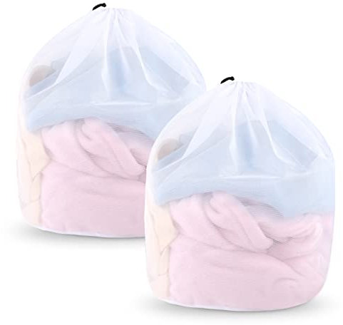 2 Stück Wäschesack, 30 x 40 cm Mesh Wäschebeutel für Waschmaschine Wäschenetz für Waschmaschine Wäschesäcke mit Kordelzug für Babykleidung,Bluse,Unterwäsche,BH,Socken usw