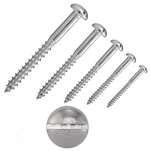 irsa24 - Viti semicircolari per legno con intaglio 4,0 x 45 mm, DIN 96, in acciaio inox A2, testa semicircolare