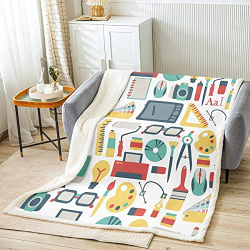 YINGD Coperta di peluche matematica per studenti scolastici coperta educativa per bambini ragazzi ragazze scienza Sherpa coperta motivazionale ispiratrice Fu 200 cm x 150 cm