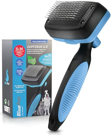 BluePet Petite brosse 2.0 pour chiens et chats - Élimine doucement sous-poil, nœuds et nœuds - Nettoyage facile - Idéal pour usage quotidien