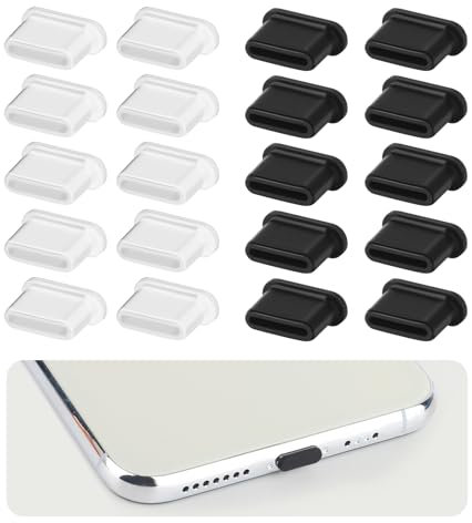 UKOFEW Lot de 20 Bouchons Anti-poussière,Connecteur USB C Anti-poussière,Type-C Housse Anti-Poussière en Silicone,pour Smartphone, Tablette & Autres appareils USB Type-C