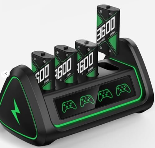 Superior 4x4080 mWh Rechargeable Battery Pack for Xbox Series X/S Controller, Xbox Controller Battery Pack with Charging Dock for One/S/X/Elite,Rechargeable Batteries with Type-C & LED Light Control