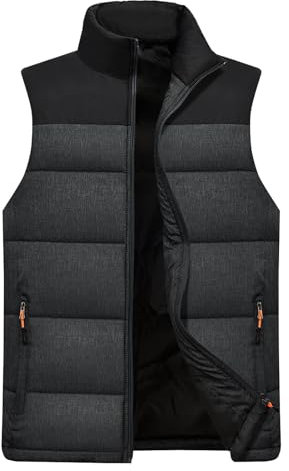 Generisch Outdoor Weste Herren Vest Ärmellos Jacke Übergangs Daunenweste Sportweste Übergangsjacke Bodywarmer Outdoor Weste Steppweste mit Kapuze Steppweste Mit Taschen Reissverschluss Herrenweste