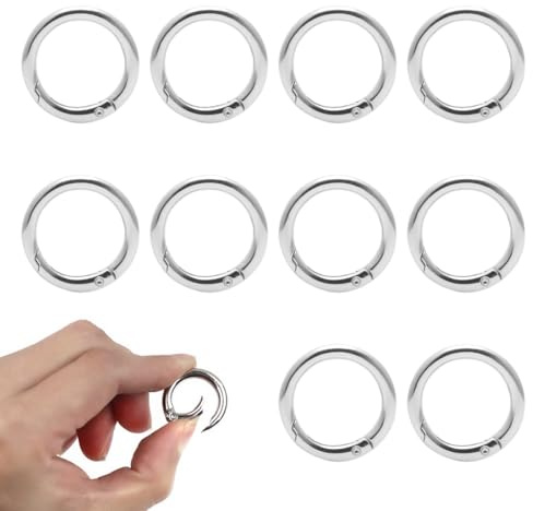 10 Piezas Hebillas de Resorte Redondas, Anillo de Mosquetón Redondo, para Manualidades, Accesorios de Bolsillo, Llaveros, para Carteras, Monederos, Plata