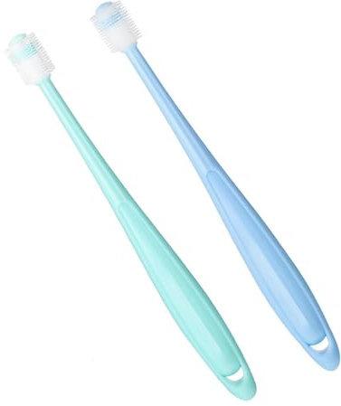 Jushion 2 Stück 360 Grad Katzen Zahnbürste,Kleine Haustiere zahnbürste katzen,Kleine Katze Zahnbürste,Katzezahnbürste Wiederverwendbar, Lebensmittelqualität Weichem Silikon für Kleine Haustiere