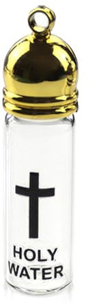 Elegante botella de agua bendita de vidrio con tapa de color plateado/dorado para coleccionistas espirituales