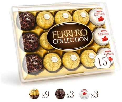 Collection - Boîte de Chocolats de 15 Pièces - Délicieuse Confiserie - Idéale pour les Cadeaux et les Événements Spéciaux - Compatible avec ferrero - 172g