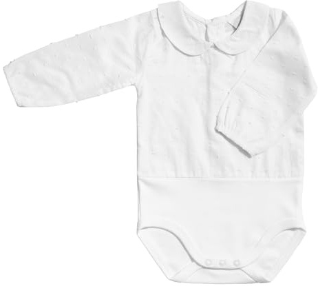 BABIDU Body Bebé Manga Larga Algodón Plumetti 100%, Body Bebé Recien Nacido Tejido Suave Transpirable Hipoalergénico Piel Sensible, Body Cuello Volante, Ropa Bebé Niño y Niña Unisex, Básicos Invierno