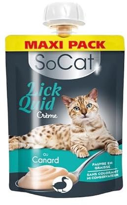 Riga - Socat Lick Quid - Friandises pour Chat - Snack Humide Au Canard - Crème A Lécher - Riche en Protéines - sans Céréales - Faible en Graisses - Récompense Idéale - Maxi Pack - 90 g