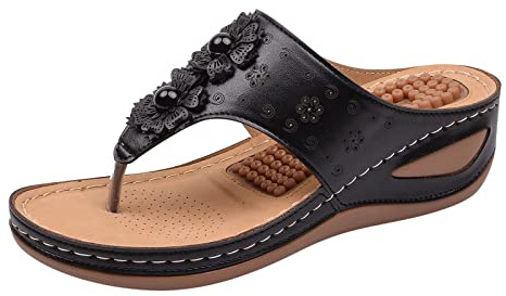 RLEHJN Claquette Femme Été Pas Cher Sandales Femme Été Confortable Orthopedique Flip Flop Boho Romaines Sandale Antidérapantes À Bout Ouvert Sandals Respirant Confort Anti-Dérapant