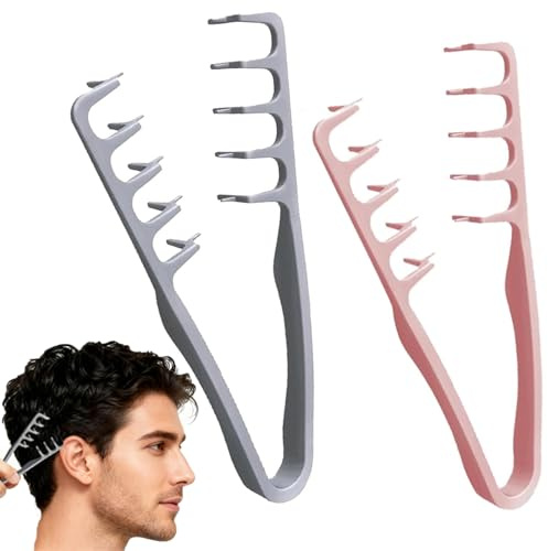 Texture Comb for Men, 2Pcs Wide Tooth Comb for Curls, Volumizing Wide-Tooth Hair Styling Combs, Root Volume Tool For Covers Bangs And Improving The Overall Hairs Texture, Bangs Seam Grooming