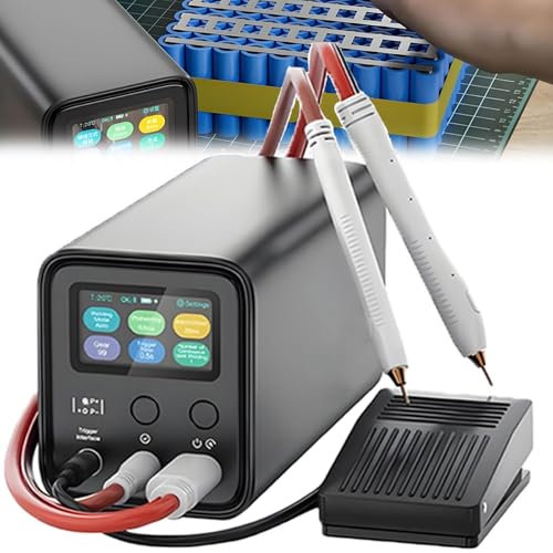 Poste à souder par points portatif à batterie, kit de soudage par points à condensateur 10,5 kW avec écran LCD, modes 3 en 1 auto/manuel/pédale, soudeur extracteur, for réparateurs électroniques