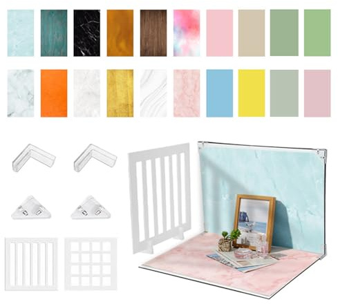 Kit Di Fondali Fotografici, 42x29cm Fotografici Da Scrivania Con 10 Sfondi Pieghevoli Bifacciali Carta Da Parati Per Studi Oggetti Di Scena Gioielli Cosmetici Tavoli Servizi