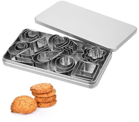 DINHEAROM Cortadores de Galletas Inoxidable con de Pequeña Flor y Rectángulo Molde Reutilizable para Hornear con Caja Metálica Seguro y Duradero para Cumpleaños y Bodas
