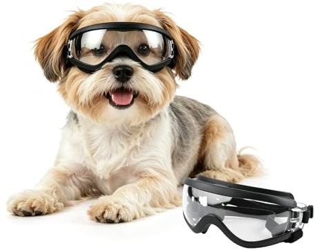 NAMSAN Gafas protectoras para perros pequeños, ajustables, impermeables, resistentes al viento, protección UV, gafas de sol para perros pequeños - Transparente