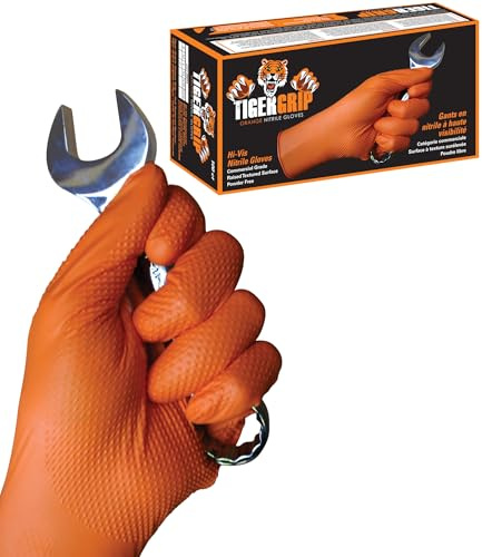 Kunzer Nitril-Einweghandschuhe Orange TIGER Grip Größe XXL (Dispenser mit 90 Stück)