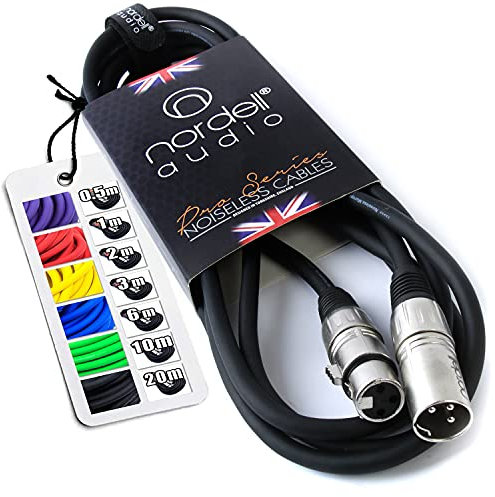 No Bull Nordell Music Gear' Premium XLR Cable (Black, 3m): Achieve a Clearer Audio Signal with Balanced Male to Female Microphone Lead, plus Cable Tie