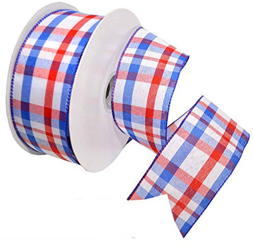 Morex Ribbon 7380 Color Chic Plaid Ribbon, 2.5 x 50 Yd, Red/White/Blue