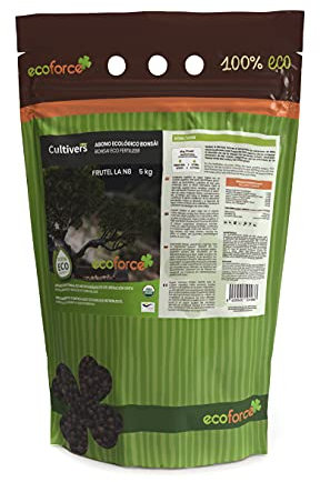 CULTIVERS Engrais biologique pour bonsaï 5 kg. Engrais d'origine 100% biologique et naturelle, à libération lente et contrôlée, granulé avec NPK 8-1-5 +74% M.O. et Ác. Humics