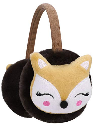 IBLUELOVER Enfants Cache Oreilles de 3D Renard Mignon Couvre-Oreille en Peluche Fille Garçon Chaud Hiver Fourreau d'oreille Pliable Ajustable Earmuff Protège Oreille de Ski Voyage Cadeau Noël
