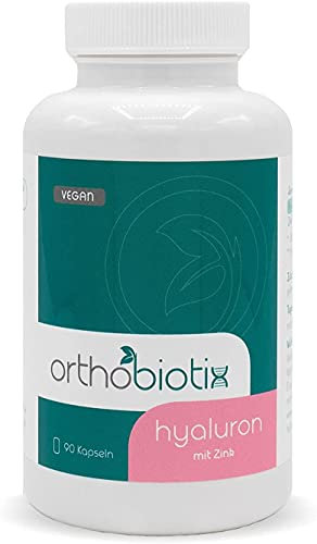 orthobiotix Hyaluron mit Zink | 90 Kapseln im 3-Monatsvorrat | Hochdosiert, vegan und ohne Farb- und Füllstoffe | 1x59 gr