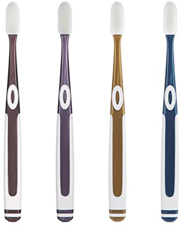 1 Set di 4 Pezzi Spazzolini da Denti in Più Spazzolini da Denti Manuali per Adulti Spazzole Dentali in Silicone Manuale per Le Donne Uomini (Colore Assortito)