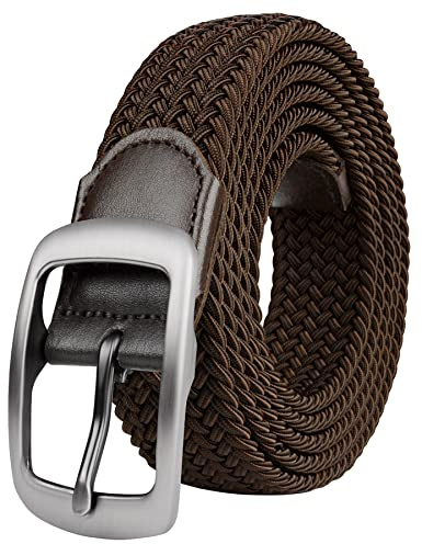 Awlyfm - Cintura intrecciata da uomo, 120-180 cm, cintura elastica in tessuto, nero e marrone, marrone, 170cm für taille 57-60 Inch
