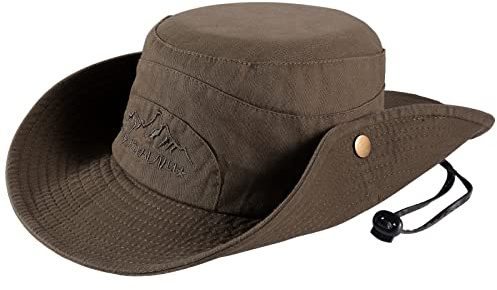 Obling Sombrero de sol con protección UV, sombrero de verano, sombrero de playa, sombrero de safari, sombrero de pesca, sombrero de pesca, correa ajustable para la barbilla, verde oscuro, 7 / 7 1/4