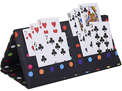 SeptCity Card Holders for Playing Cards, Polka Dots Hands Free Folding Playing Card Holder for Bingo Canasta 5 Crowns Poker UNO Family Game Night Accessory for Adult