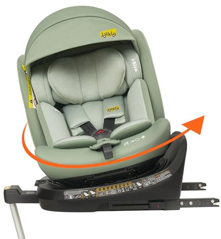 Jovikids 360° Drehbar Kindersitz mit ISOFIX, i-Size 40-150cm(ab Geburt -12 Jahre) Baby Autositz Reboarder mit Liegefunktion & Abnehmbar Vordach, ECE R129