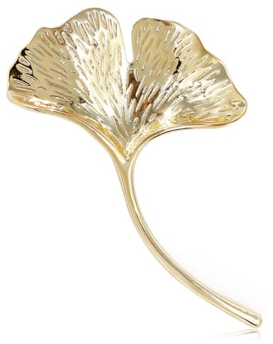 FAIRYGATE Golden Brooch Anti Exposure Fixed Brooches Tree Leaf Ginkgo Biloba Brooch Lapel Pin Crystal Plant Badges for Clothing Bags Backpacks Jackets Hat DIY Jewelry Gift, B4106
