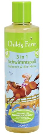 Childs Farm 3-i-1 barn simglädje, jordgubbar och ekologisk mynta 250 ml, duschgel, schampo och balsam | Lämplig för torr, känslig och även benägen för atopisk dermatit