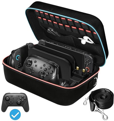 ivoler Storage Case Compatible with Nintendo Switch 2, Portable Traveler Deluxe Carrying-All Protective Hard Messenger Bag Soft Lining Pouch 18 Games for Console & Accessories